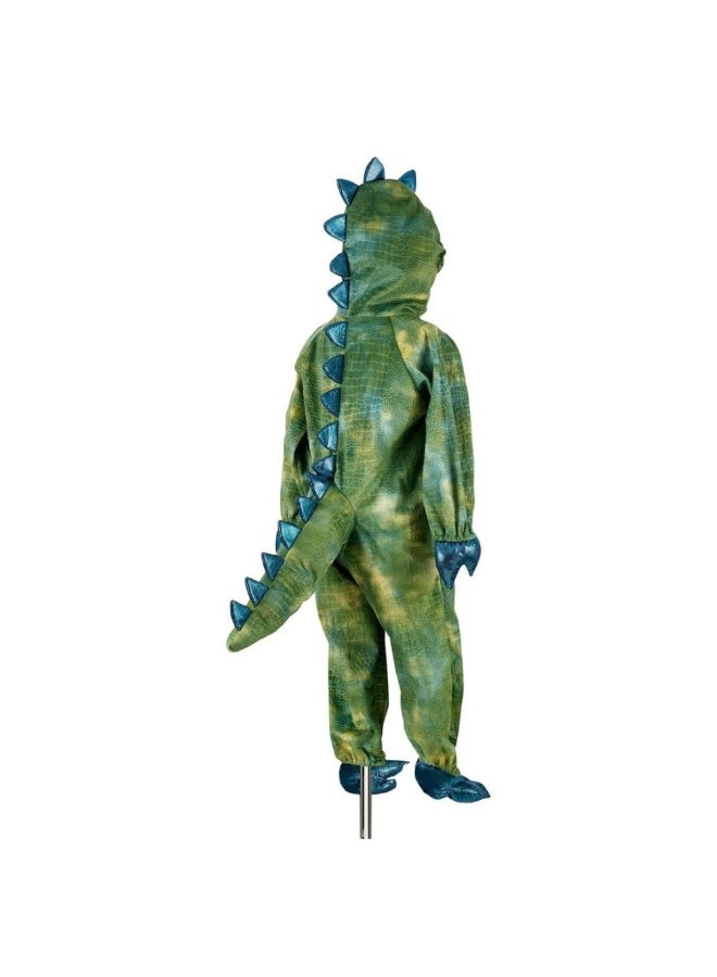 Petit Atelier Tyrannosaurus Rex Dinosaur Costume - Kids Green Dino Jumpsuit with Blue Spikes (3-6 Years) - Image 2